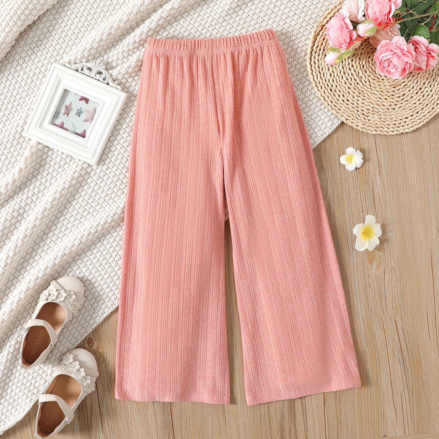 

Kid Girl Solid Color Elasticized Straight Pants