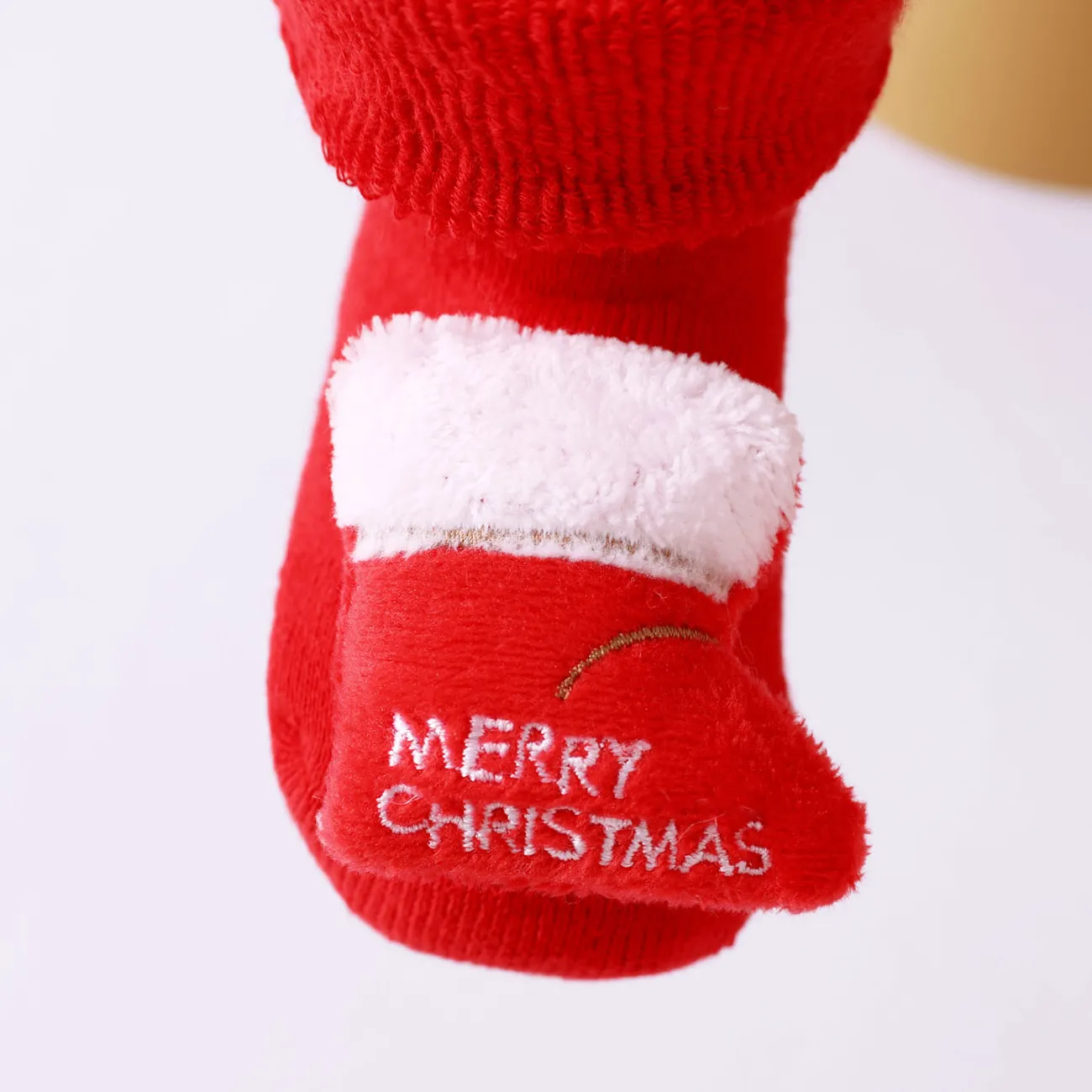 1 Paar Baby-/Kleinkind-Weihnachts-3D-Cartoon-Dekor, rutschfeste Socken rot big image 1