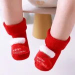 1 Pair Baby / Toddler Christmas 3D Cartoon Decor Non-slip Socks Red