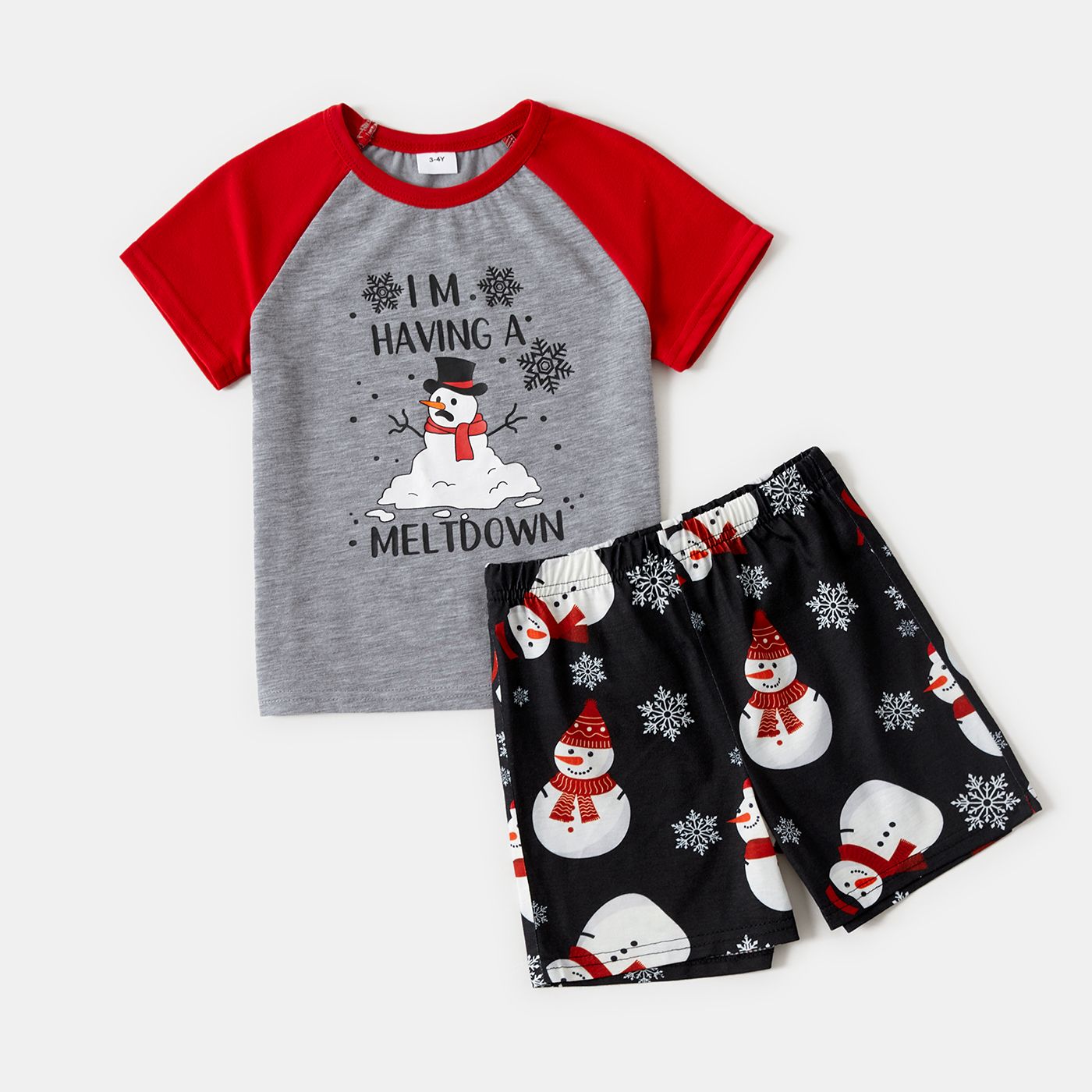 

Christmas Family Matching Short-sleeve Snowman & Letter Print Pajamas Sets (Flame Resistant)