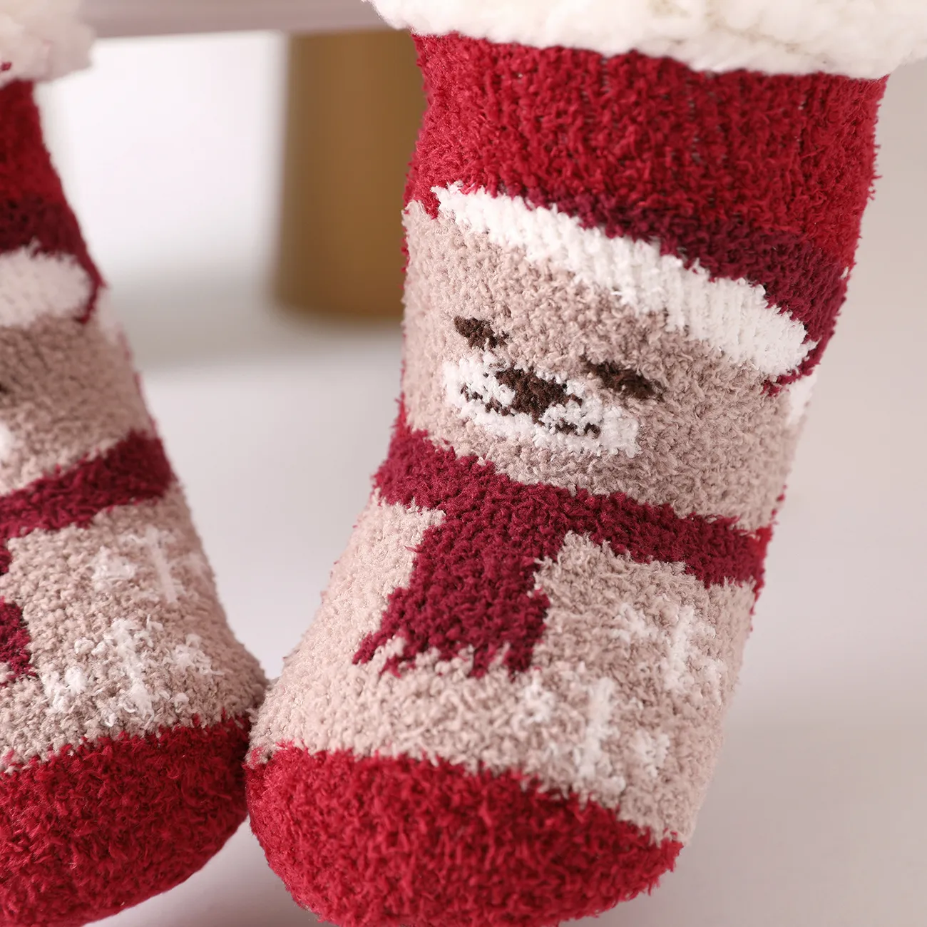 Baby Christmas Pattern Plush Thermal Thick Socks Red big image 1