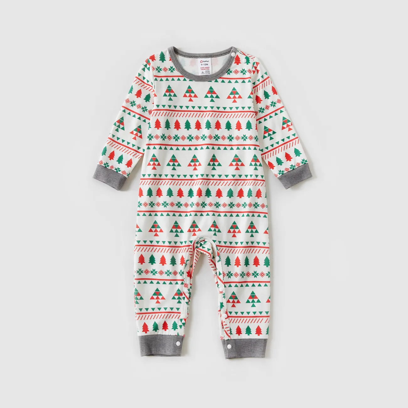 Christmas Family Matching Allover Xmas Tree Print Long-sleeve Pajamas Sets (Flame Resistant) big image 1