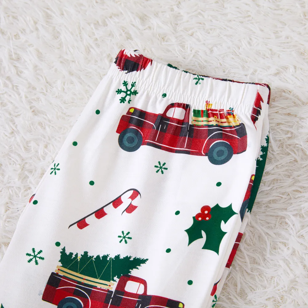 Christmas Family Matching Allover Xmas Tree & Car Print Long-sleeve Pajamas Sets (Flame Resistant) big image 16