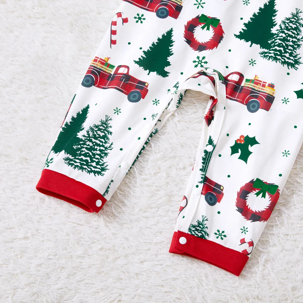 Christmas Family Matching Allover Xmas Tree & Car Print Long-sleeve Pajamas Sets (Flame Resistant)  big image 6