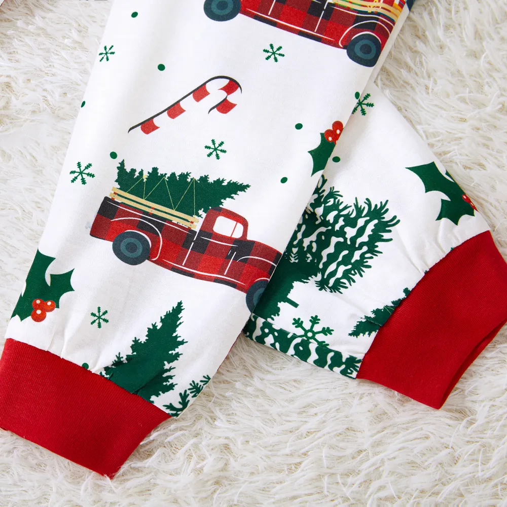 Christmas Family Matching Allover Xmas Tree & Car Print Long-sleeve Pajamas Sets (Flame Resistant)  big image 10