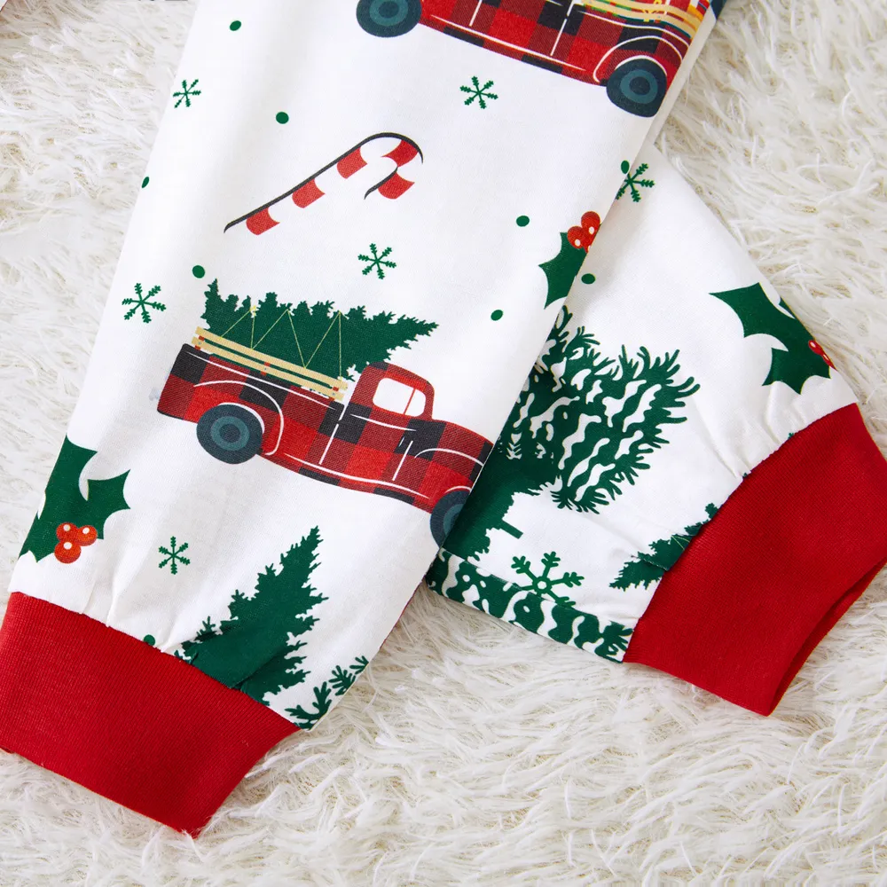 Christmas Family Matching Allover Xmas Tree & Car Print Long-sleeve Pajamas Sets (Flame Resistant) big image 10