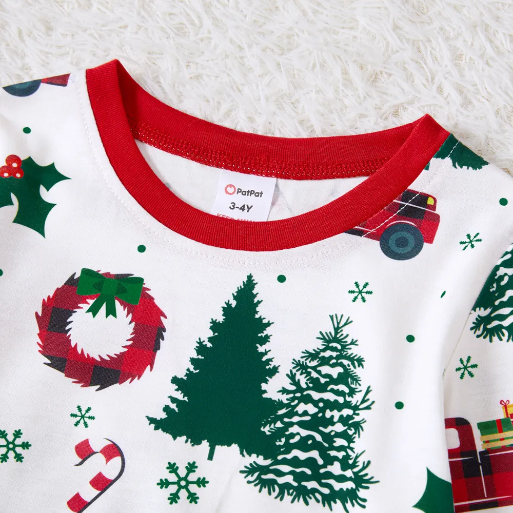 Christmas Family Matching Allover Xmas Tree & Car Print Long-sleeve Pajamas Sets (Flame Resistant) big image 11