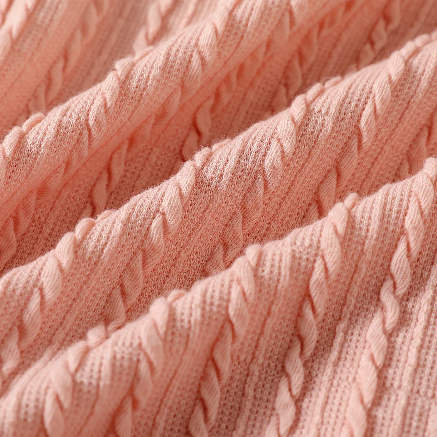 Kid Girl Solid Color Turtleneck Textured Knit Sweatshirt Pink image 6