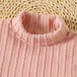Kid Girl Solid Color Turtleneck Textured Knit Sweatshirt  image 3