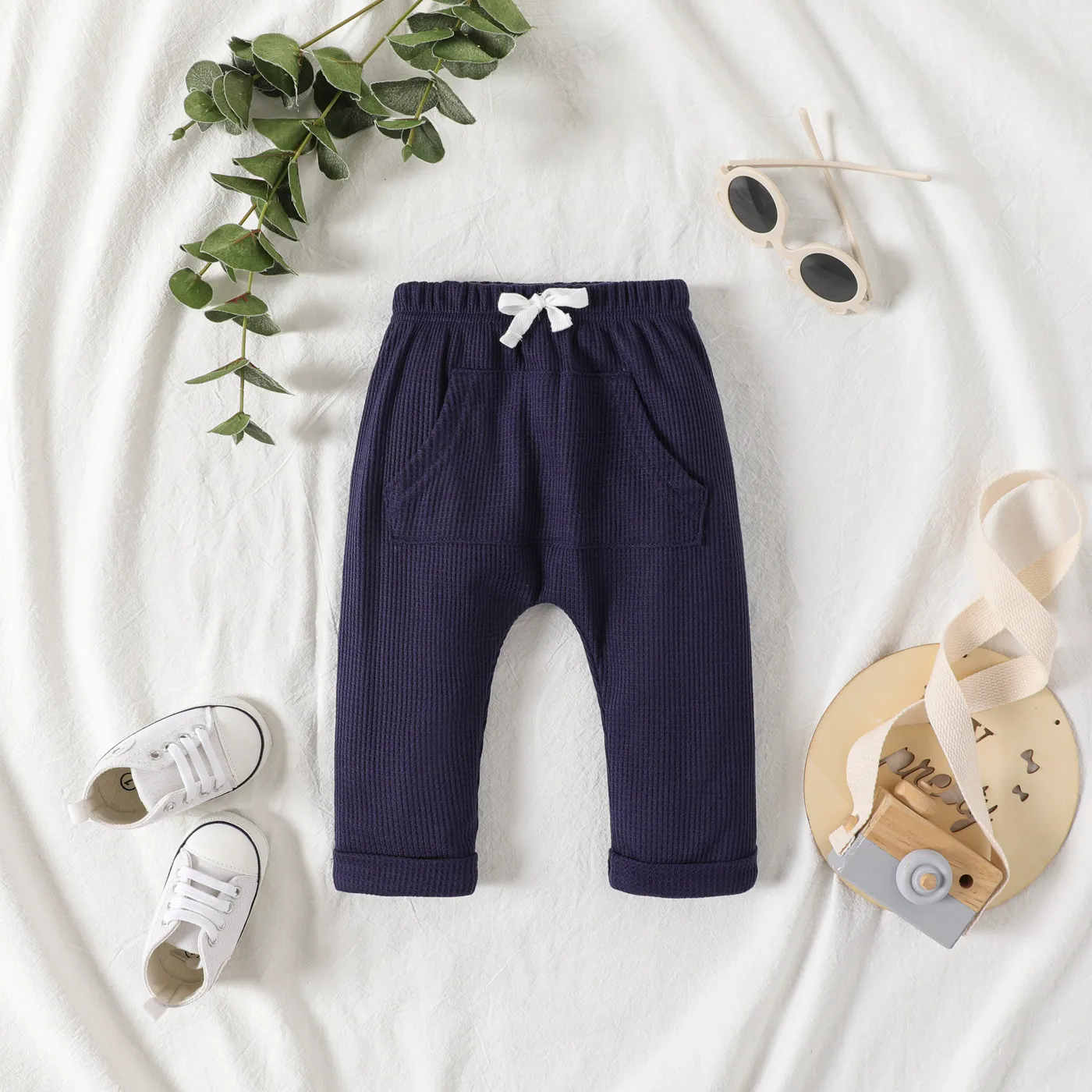

Baby Boy/Girl Solid Waffle Pants with Pocket