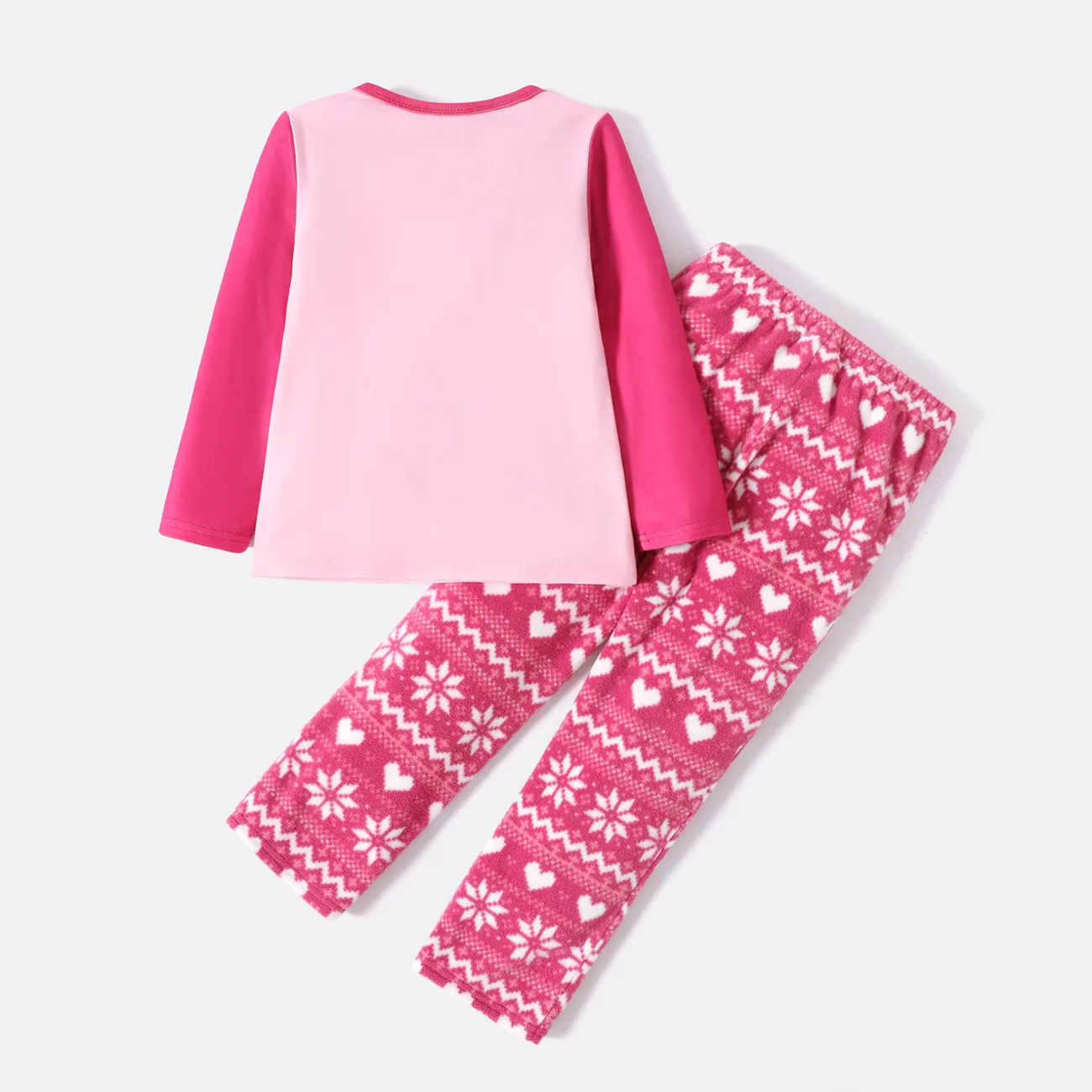 PAW Patrol 2pcs Toddler Boy/Girl Christmas Graphic Long-sleeve Tee and Polar Fleece Pants Pajamas Sleepwear Set Hot Pink big image 1