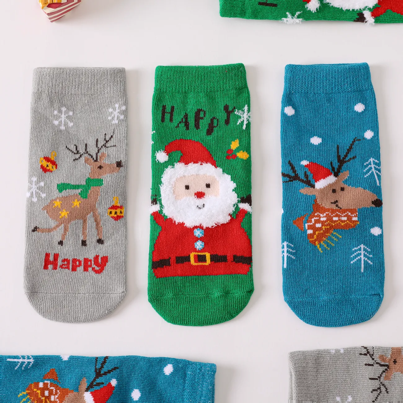 Lot de 3 paires de chaussettes thermiques de Noël pour bébé/tout-petit Vert Foncé big image 1