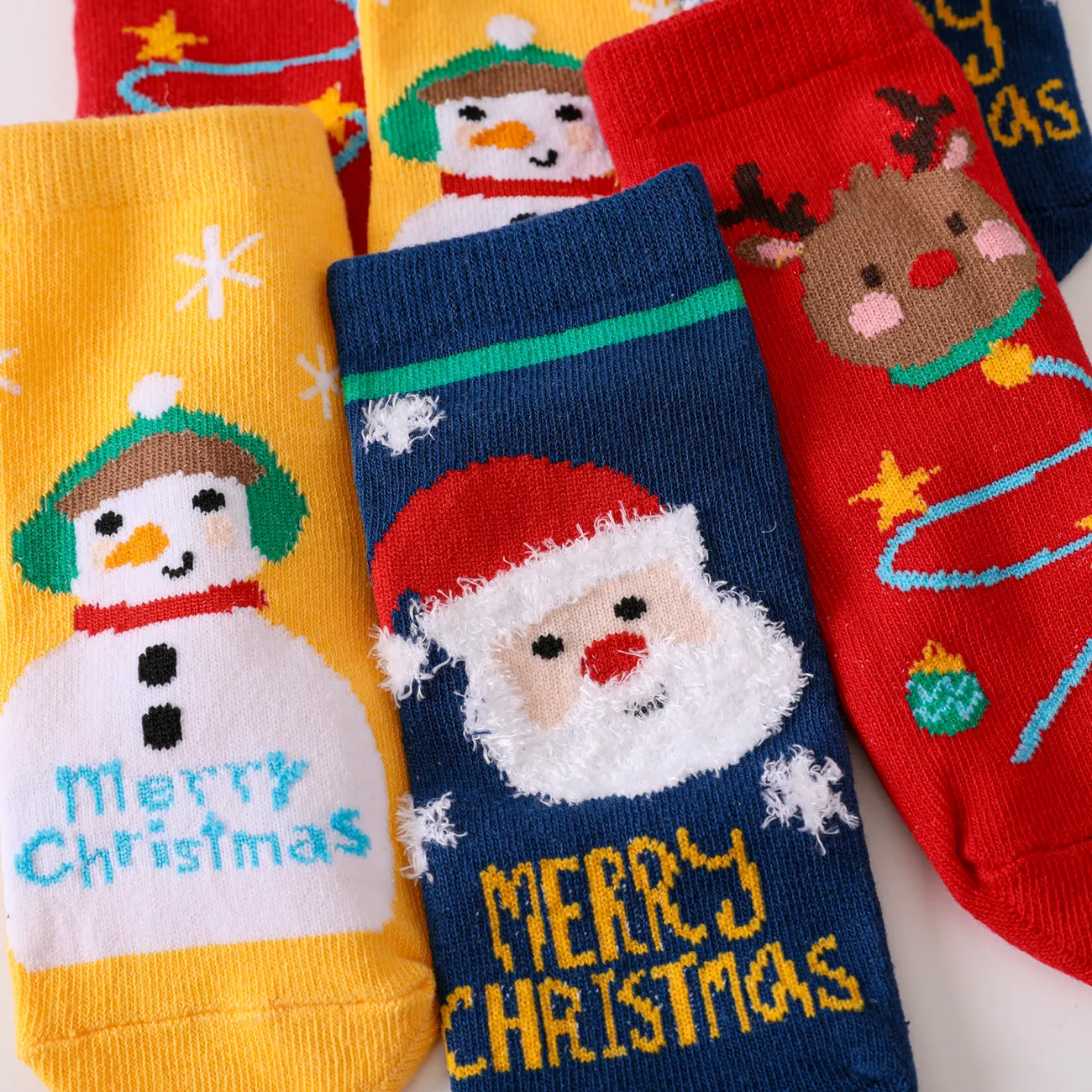 Juego de 3 pares de calcetines térmicos navideños para bebés y niños pequeños Rojo big image 1