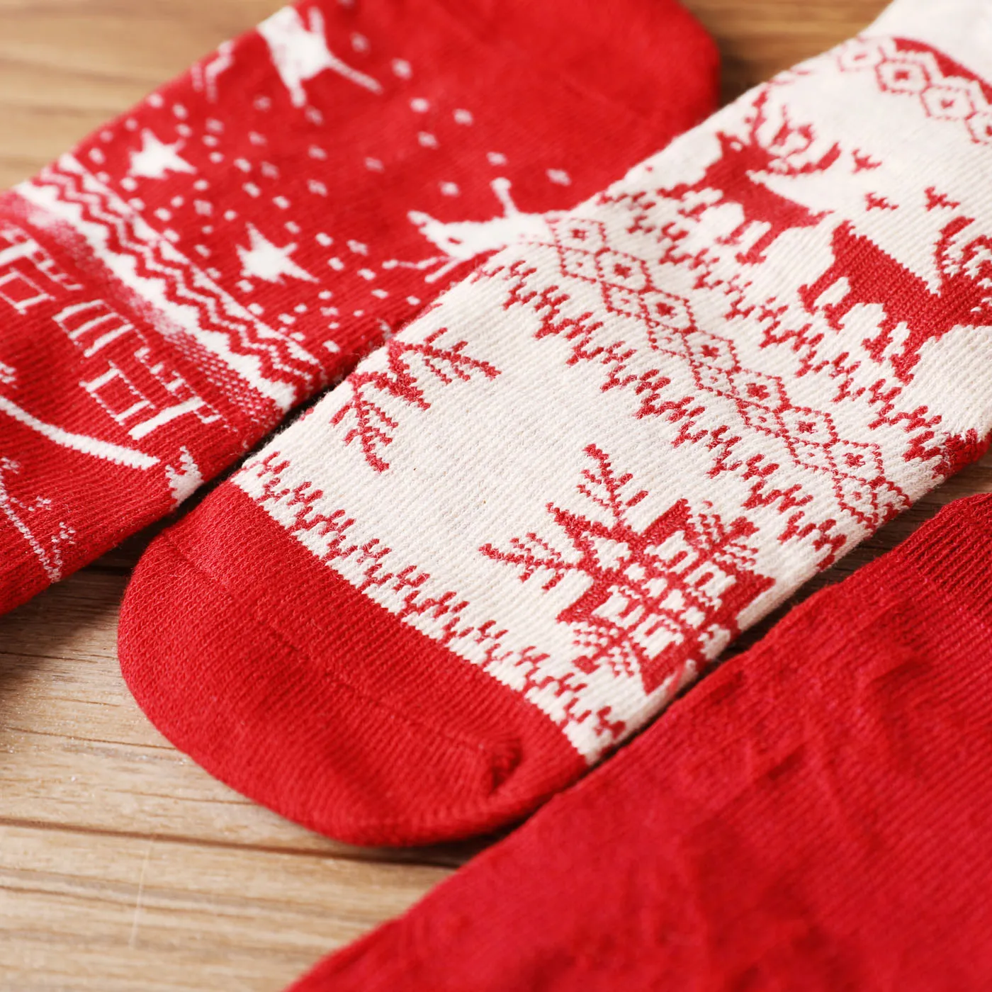 Conjunto de meias gráficas de natal para bebê / criança de 3 pares Vermelho image 5