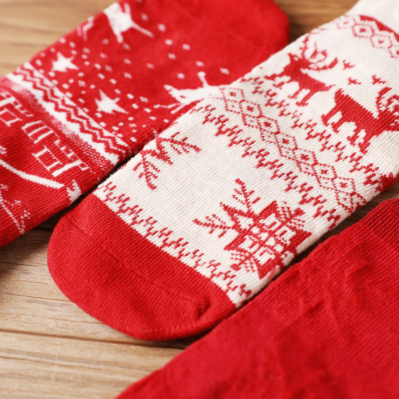 3-pairs Baby / Toddler Christmas Graphic Crew Socks Set Red big image 1