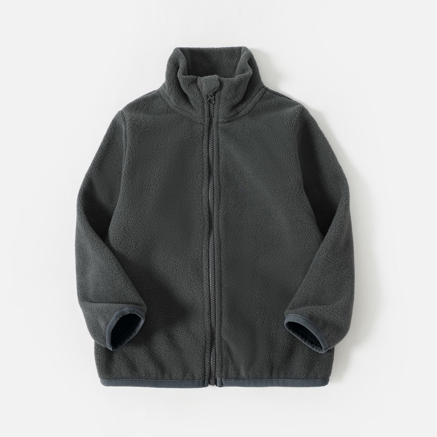 

Toddler Girl/Boy Solid Color Stand Collar Fleece Jacket