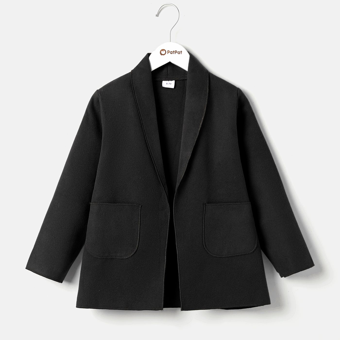 

Kid Boy/Kid Girl Solid Color Pocket Design Open Front Coat