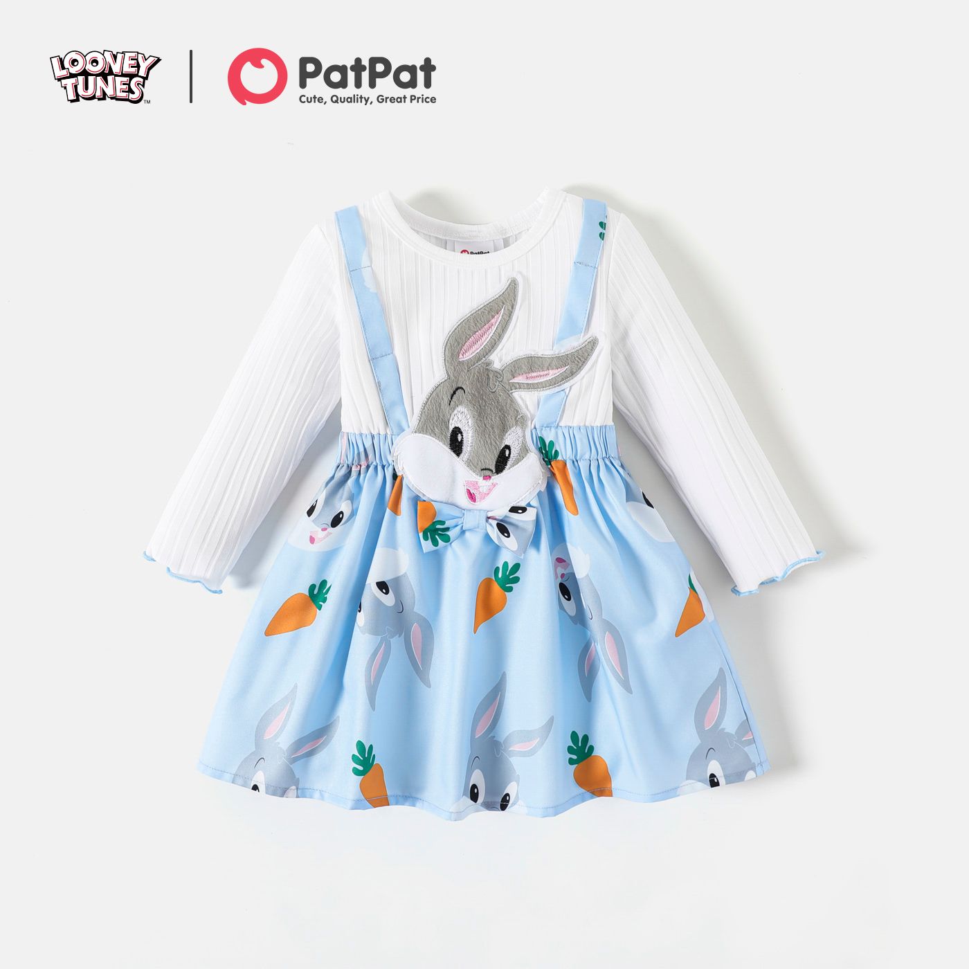 

Looney Tunes Baby Girl Ruffle Long-sleeve Animal Graphic Spliced Dress