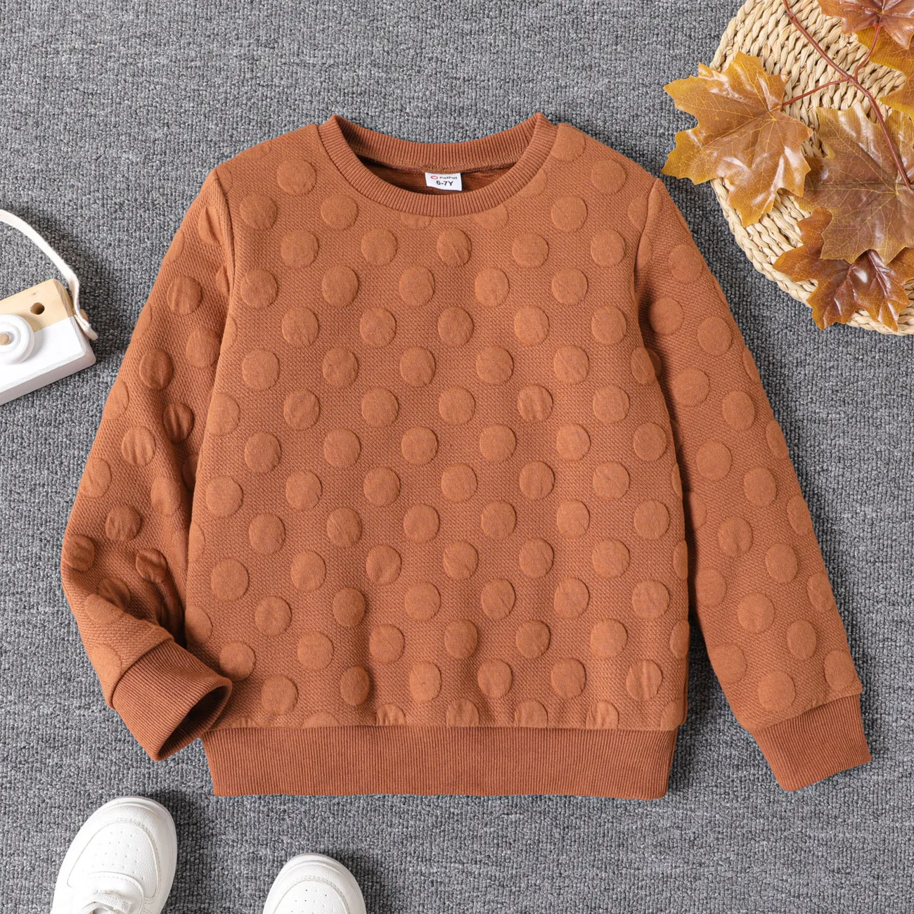 Kid Boy/Kid Girl Textured Solid Color Pullover Sweatshirt big image 1