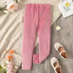 Kid Girl Basic Solid Color Elasticized Flannel Leggings Pink