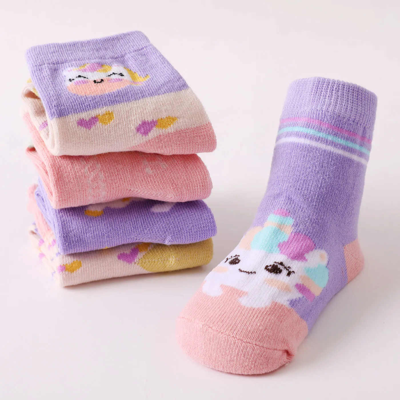 5-pairs Baby / Toddler Cartoon Unicorn Jacquard Socks