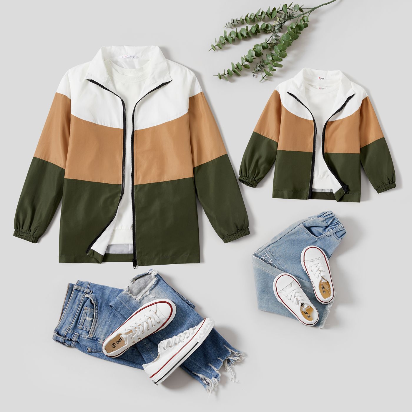 

Mommy and Me Colorblock Long-sleeve Zipper Jackets