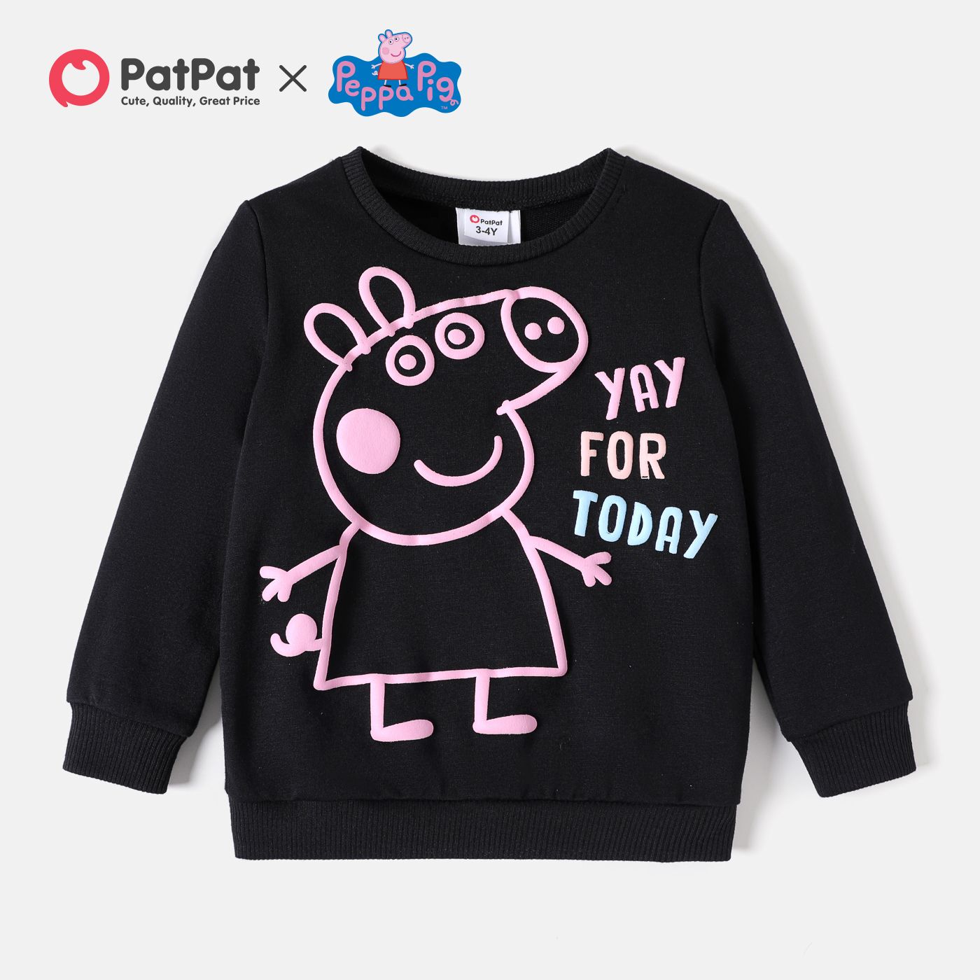 Peppa Pig Toddler Girl puff print Letter Print Pullover Sweatshirt