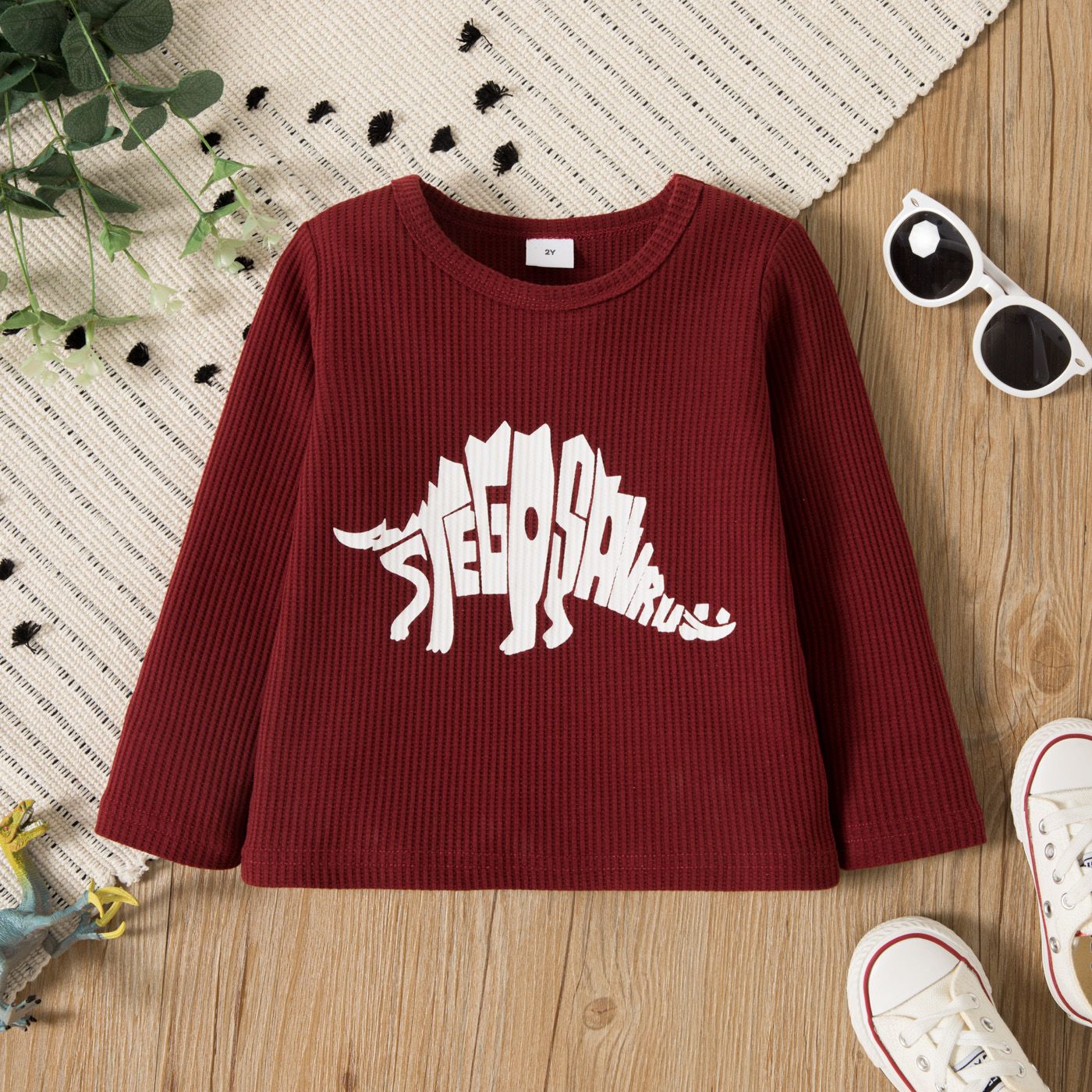 

Toddler Boy Letter Dinosaur Print Cotton Pullover Sweatshirt