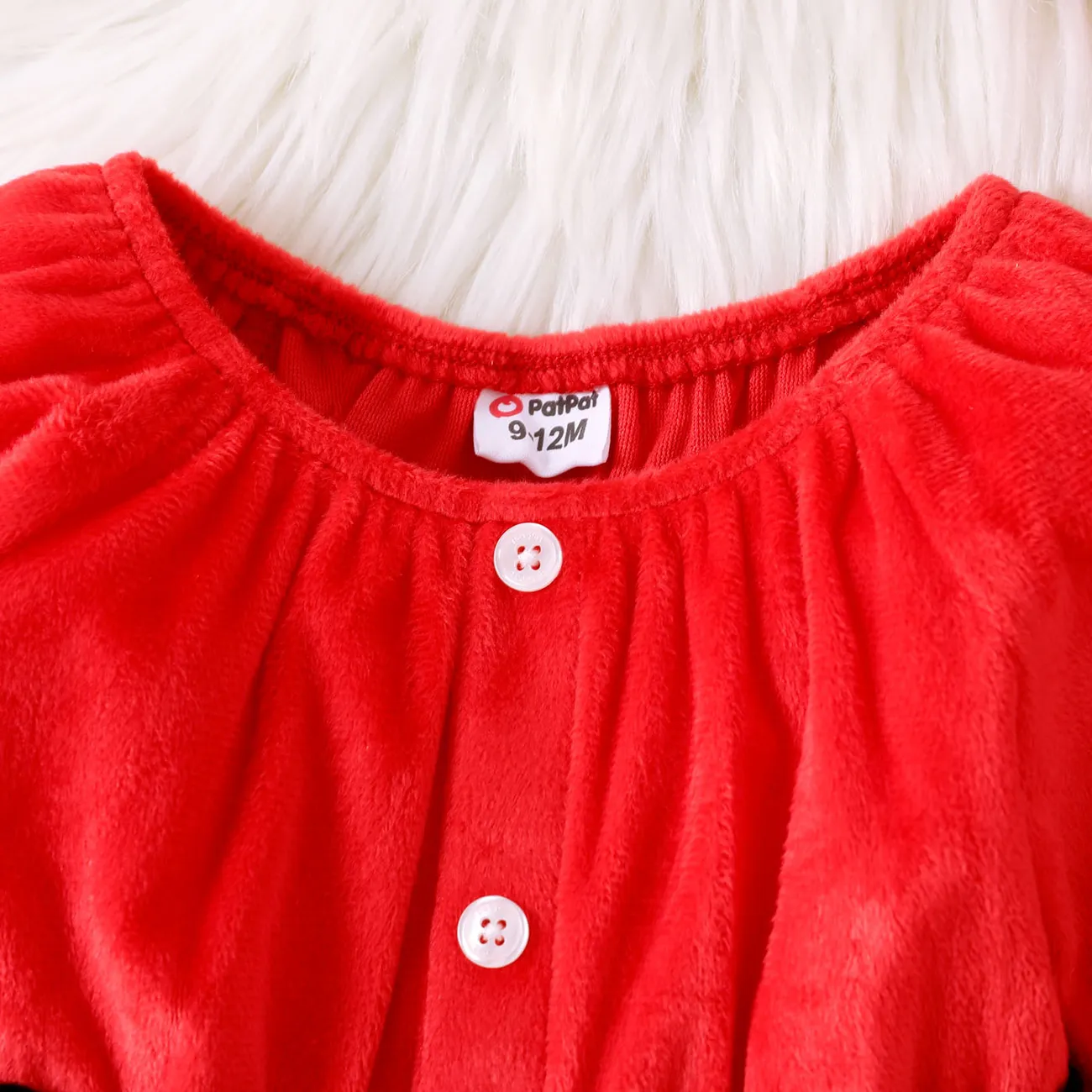 Navidad 3 unidades Bebé Botón Infantil Manga larga Traje de falda rojo blanco big image 1