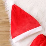 Christmas 3pcs Baby Girl Red Fleece Long-sleeve Dress with Xmas Hat & Calf Sleeves Set  image 3