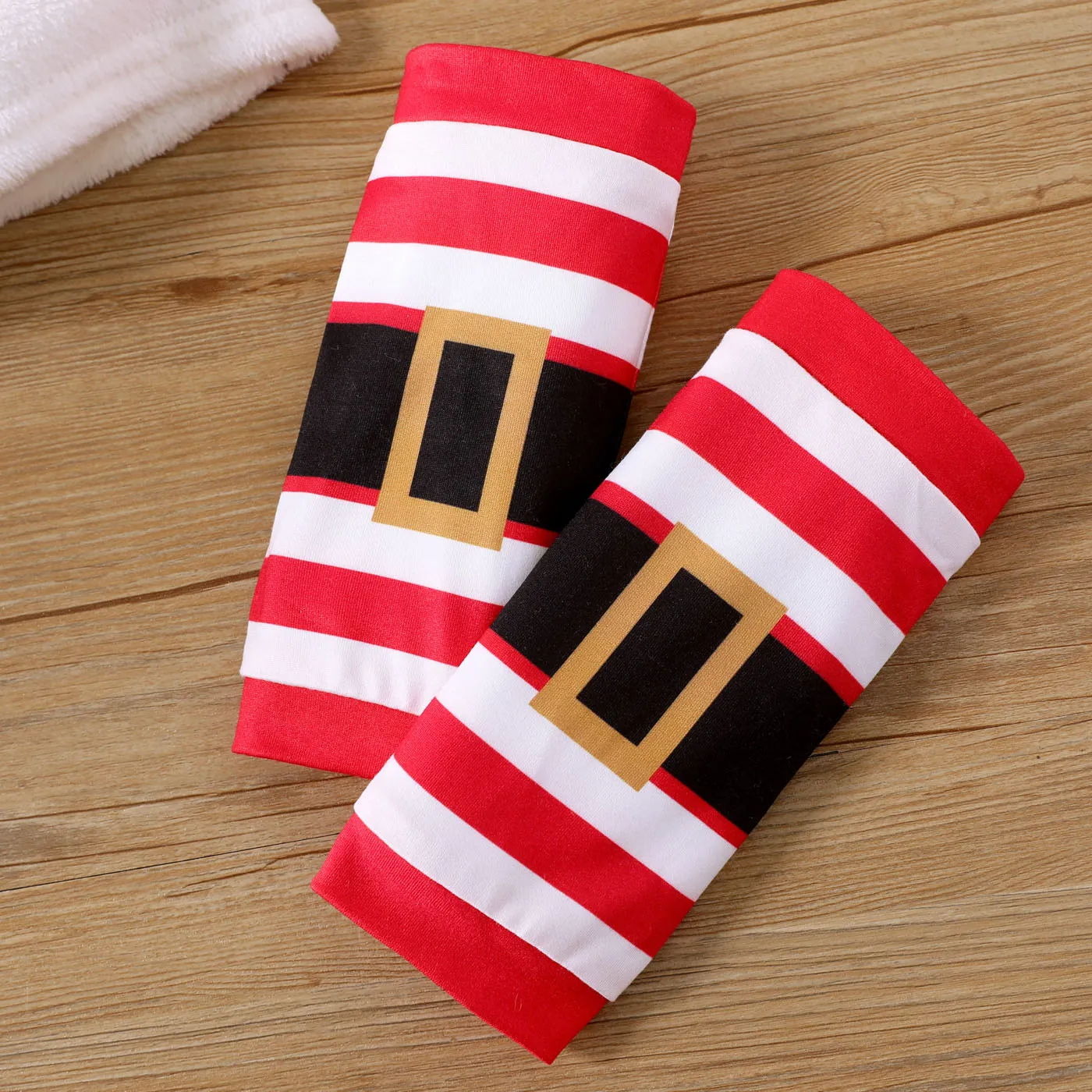 Christmas 3pcs Baby Girl Red Fleece Long-sleeve Dress with Xmas Hat & Calf Sleeves Set  image 6