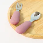 Stainless Steel Spoon Fork Set Silicone Handle Toddler Feeding Dinnerware Utensils Set  image 6