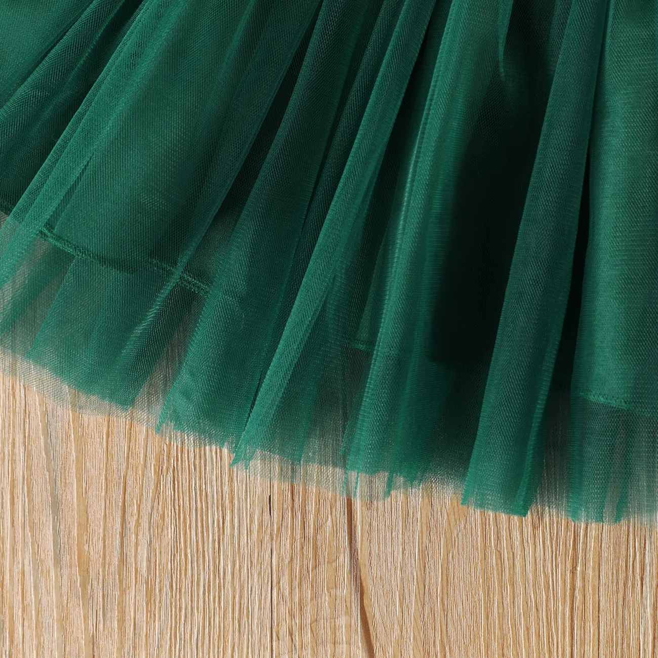 طفلة صغيرة أنيقة طباعة الأزهار شبكة لصق فستان طويل الأكمام أخضر big image 1