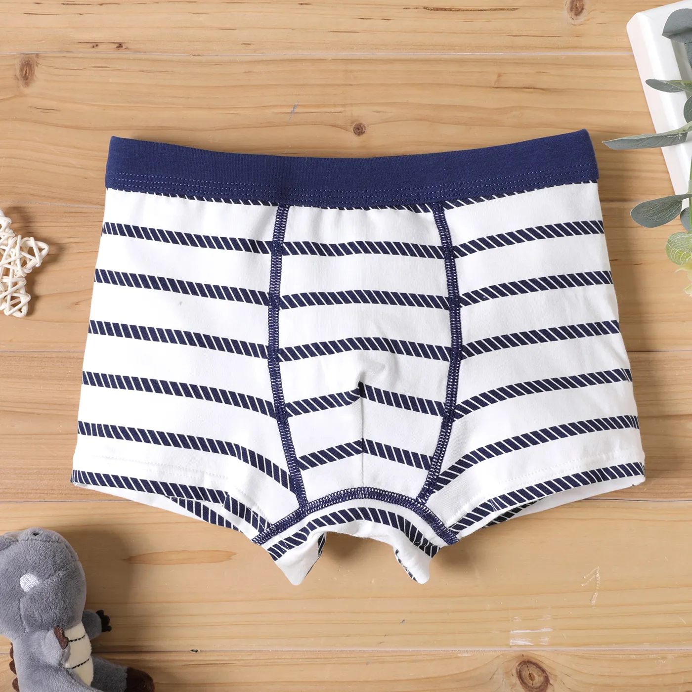 4-Pack Kid Boy Dinosaur Print/Stripe Boxer Briefs Underwear Multi-color image 2
