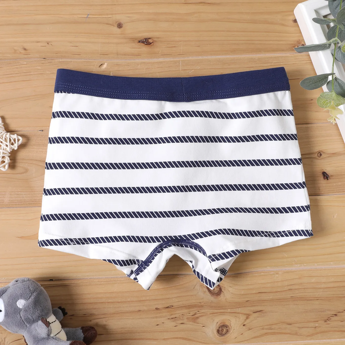 4-Pack Kid Boy Dinosaur Print/Stripe Boxer Briefs Underwear Multi-color image 3