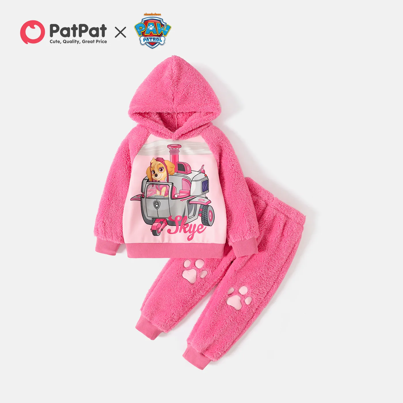 

PAW Patrol 2pcs Toddler Girl/Boy Colorblock Fuzzy Fleece Hoodie Sweatshirt and Pants Set