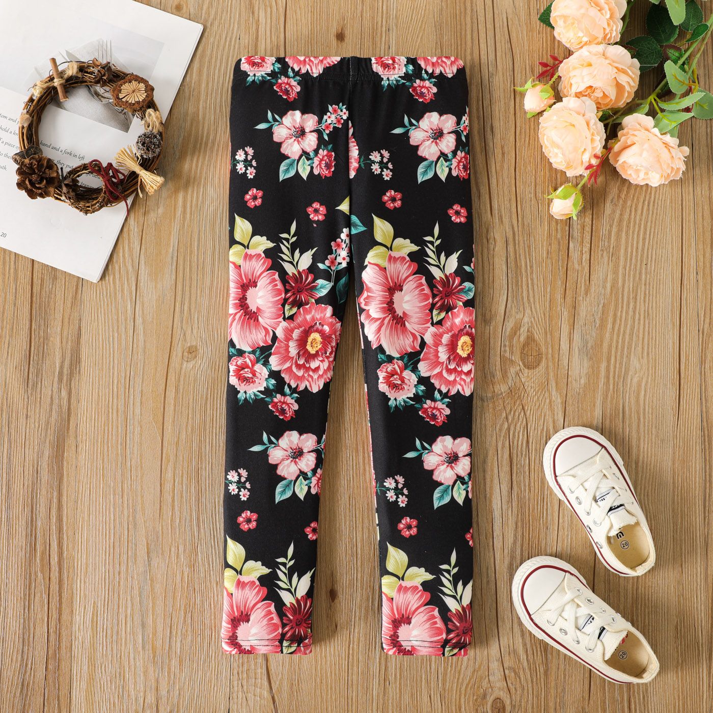 

Toddler Girl Sweet Floral Print Elasticized Leggings