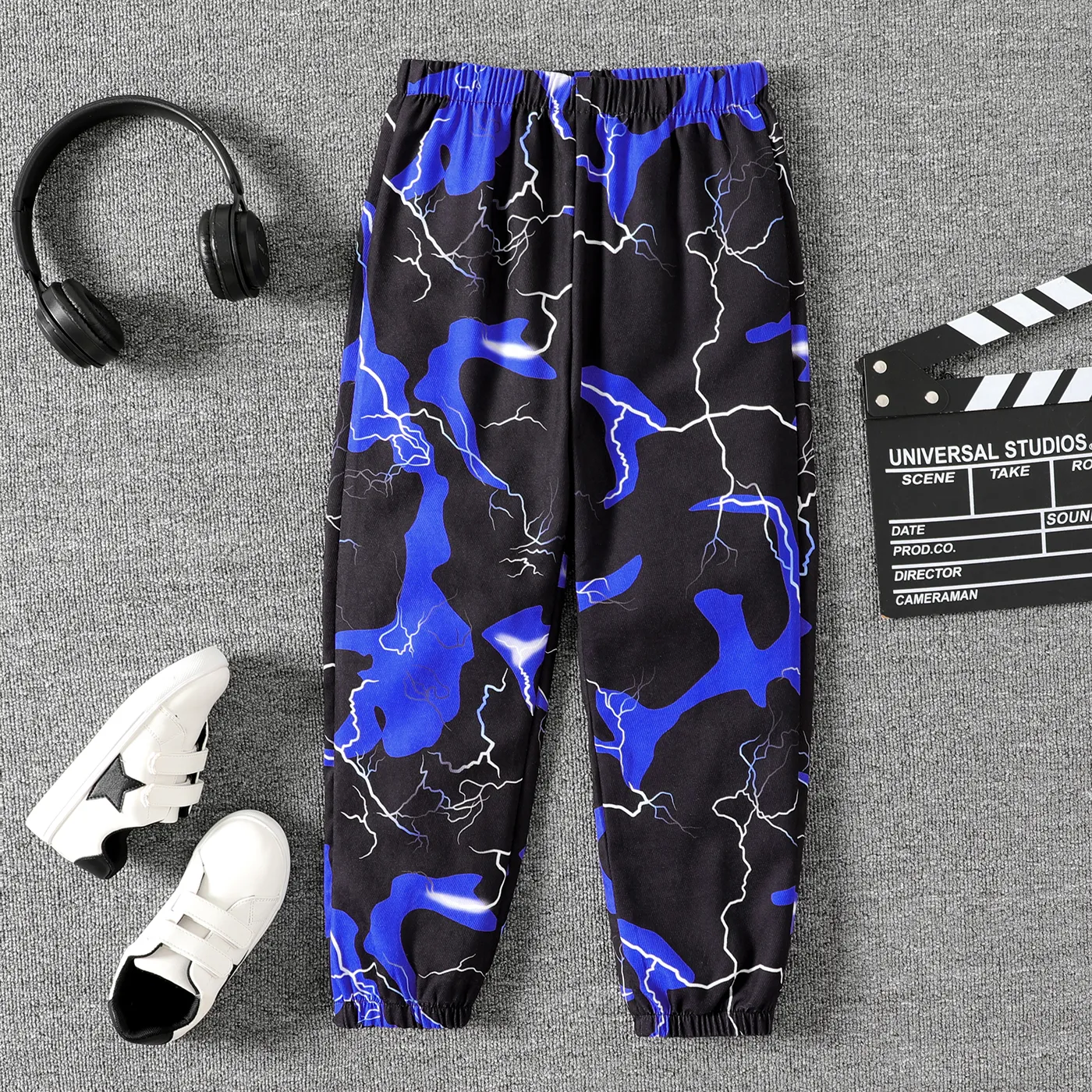 Kid Boy Lightning Allover Print Elasticized Pants