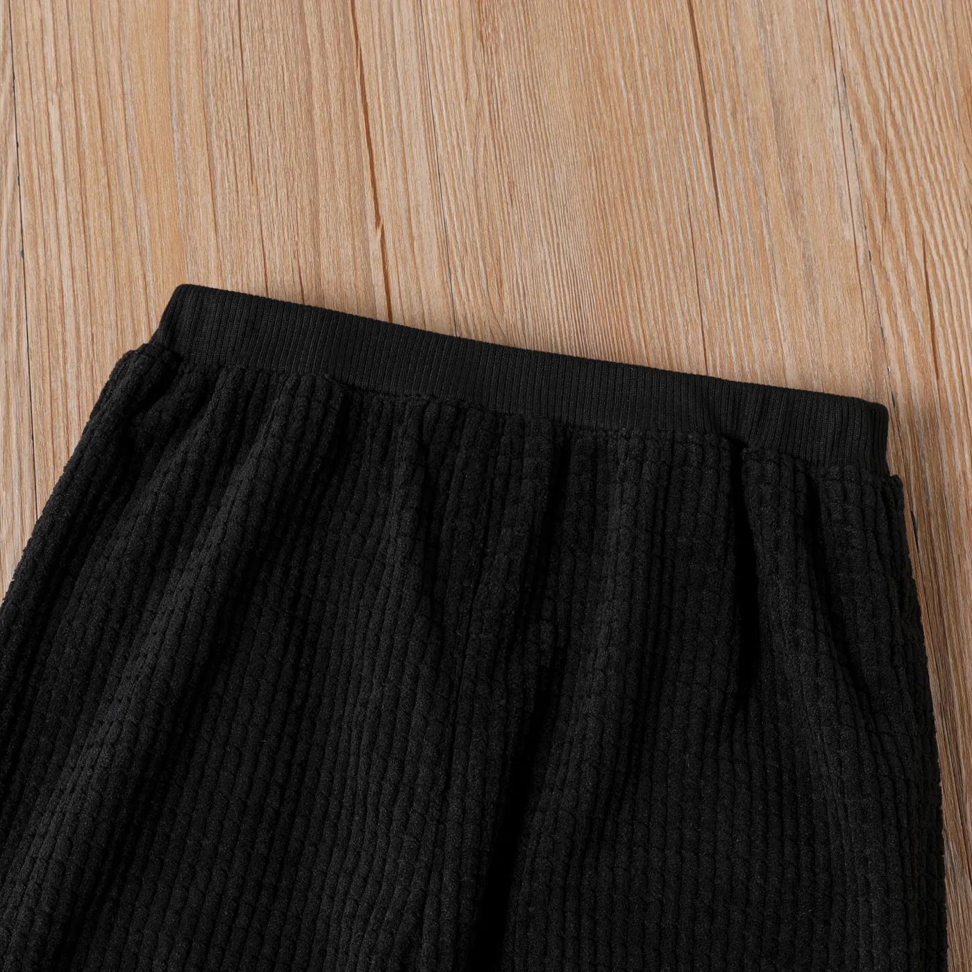 Kid Boy Solid Color Elasticized Textured Pants Black image 3