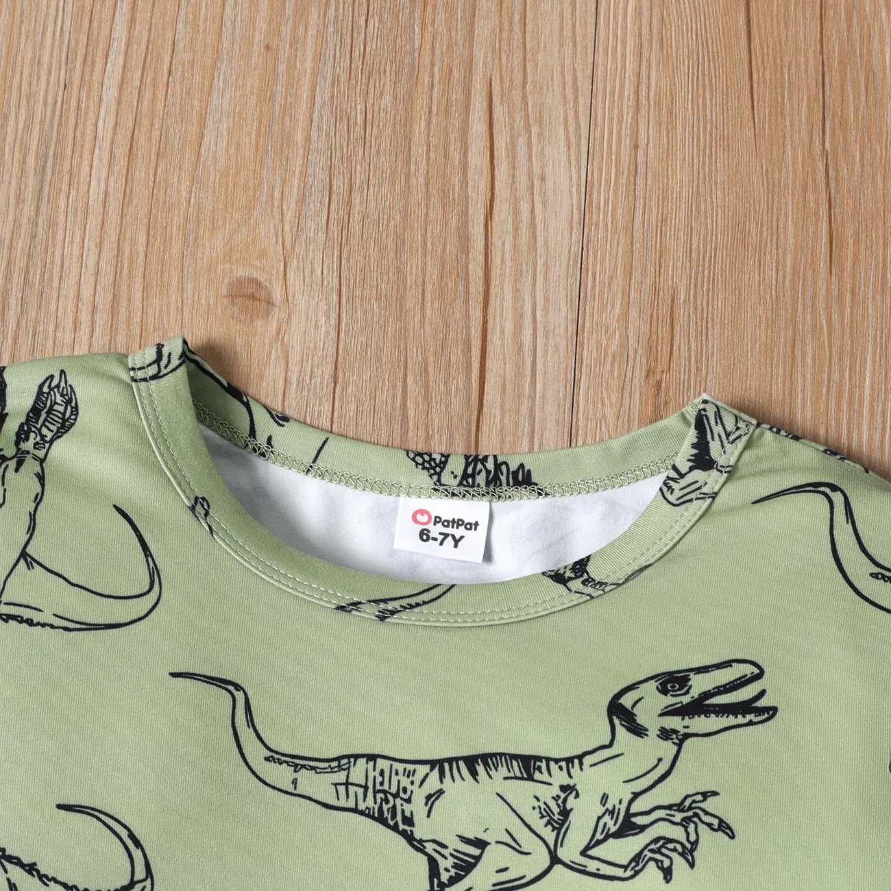Kid Boy Dinosaur Print Long-sleeve Tee lightgreen big image 1