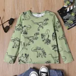Criança Menino Estampado animal Manga comprida T-shirts luz verde