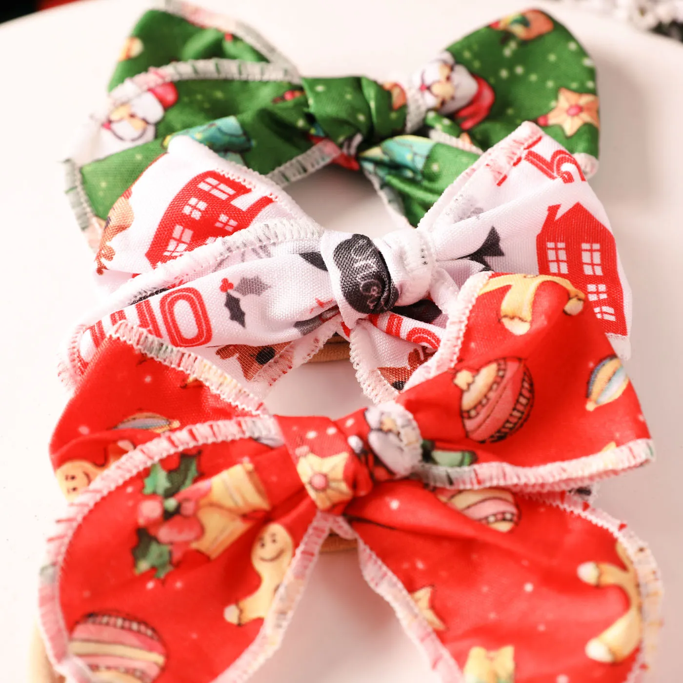 3Pcs Christmas Bow Hair Ties for Girls (Pattern Position Random)  image 3