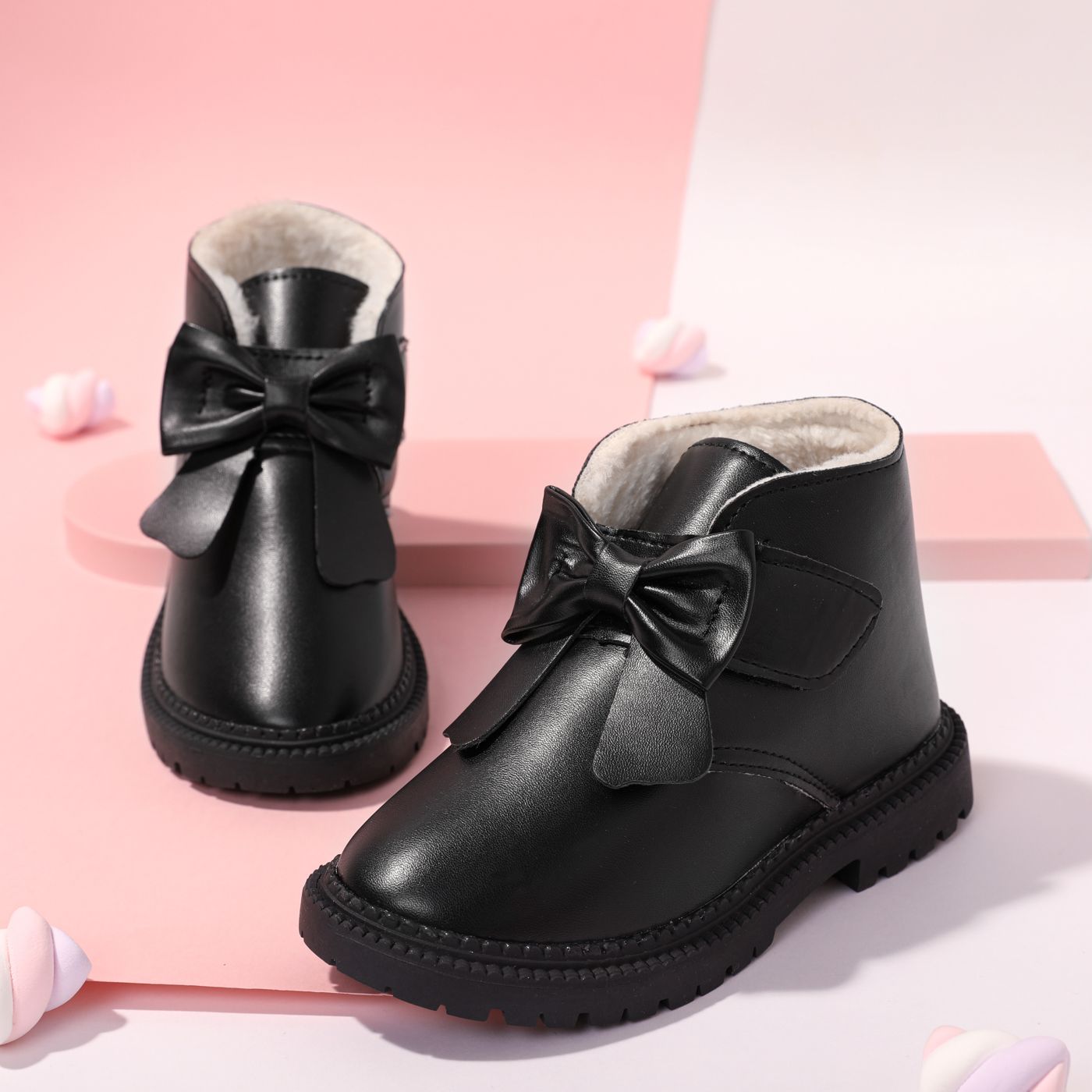 

Toddler / Kid Black Bow Decor Fleece Lined Thermal Snow Boots