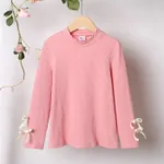 Criança Menina Cor sólida Manga comprida T-shirts Rosa