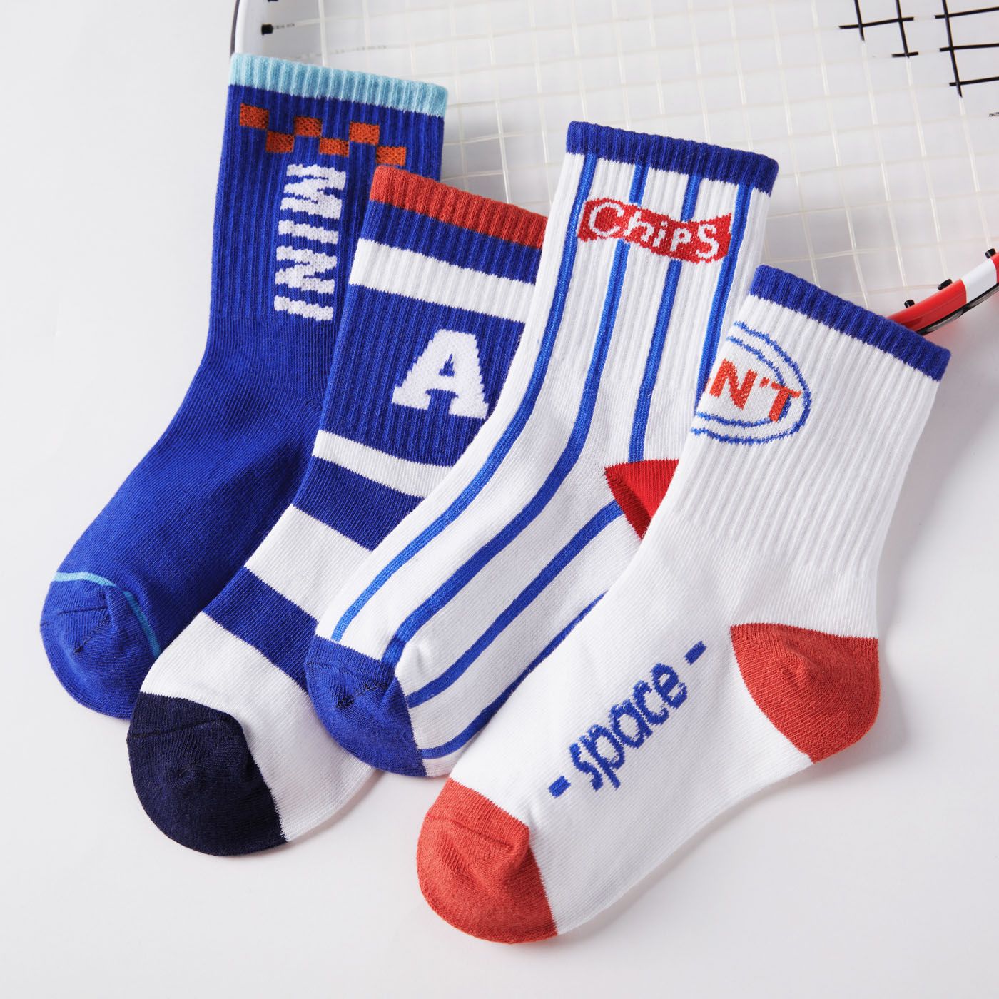 

4-pairs Toddler / Kid Letter Graphic Crew Socks Set