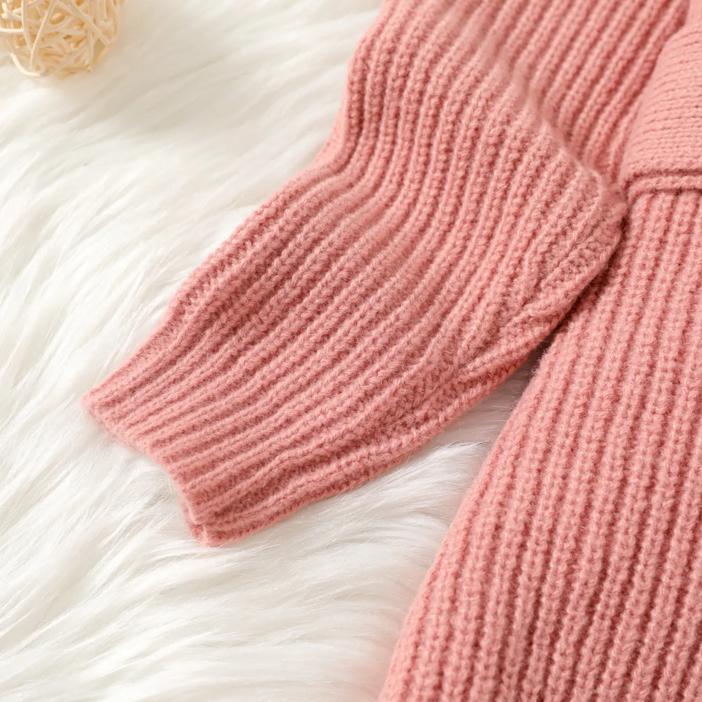 Kid Girl Solid Color Super warm Turtleneck Belted Longline Knit Sweater  image 4