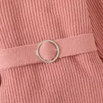 Kid Girl Solid Color Super warm Turtleneck Belted Longline Knit Sweater  image 3