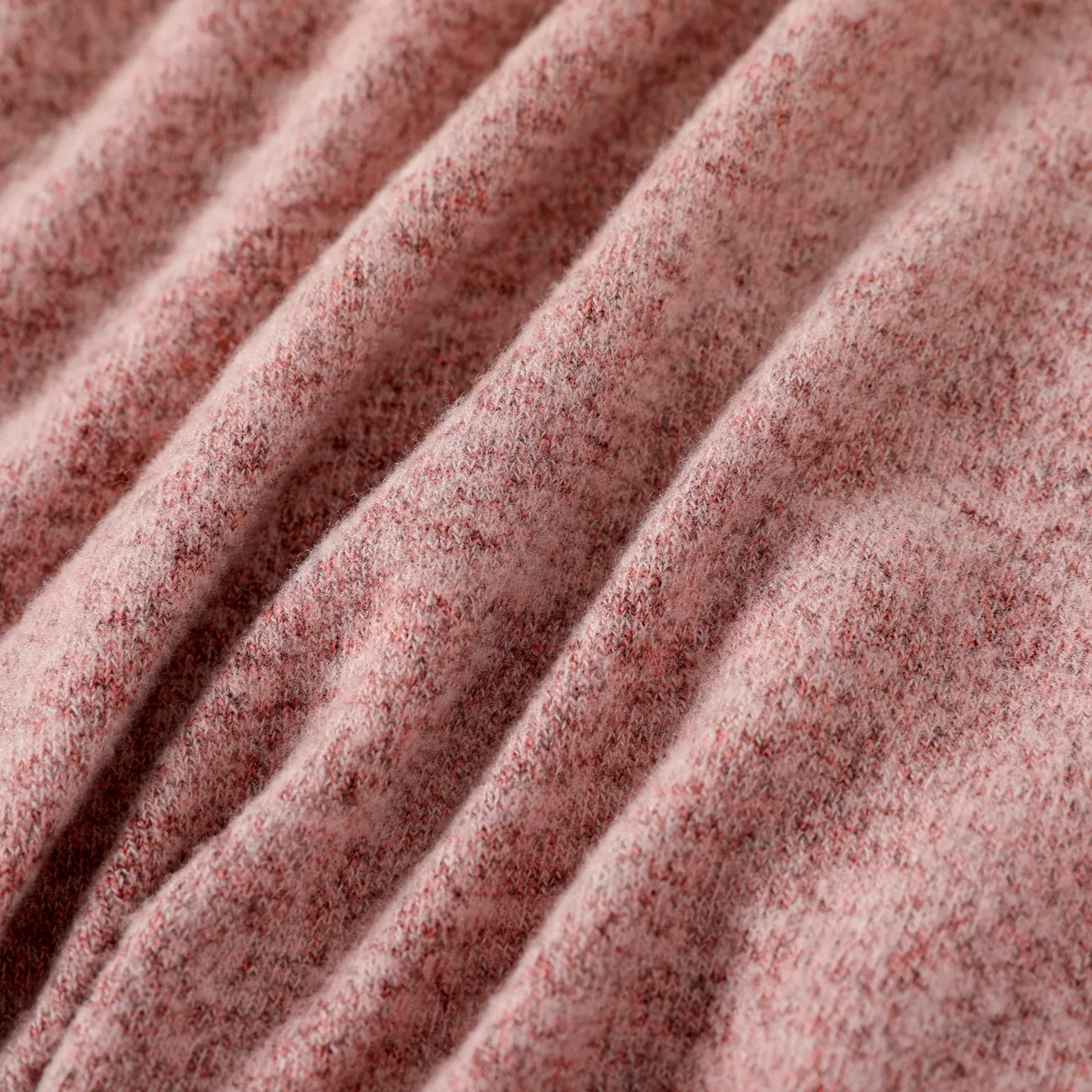 Kid Girl Solid Color Turtleneck Belted Long-sleeve Dress (Bag is not included) Pink big image 1