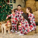 Christmas Family Matching Allover Santa Print Red Plaid Long-sleeve Pajamas Sets (Flame Resistant)  image 4