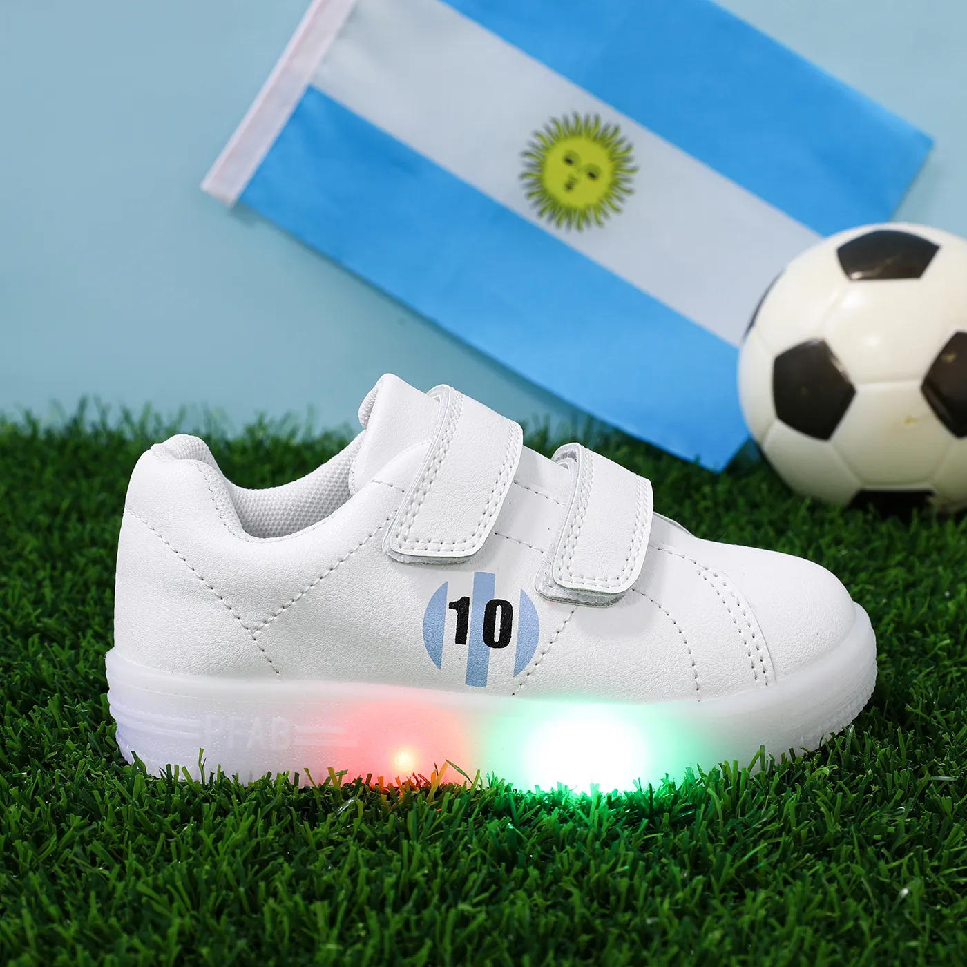 

Toddler / Kid Dual Velcro White LED Casual Shoes